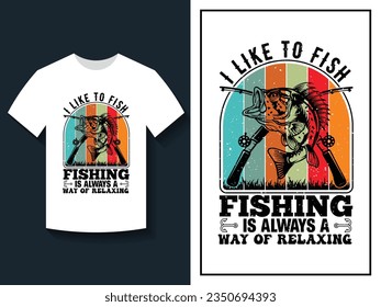 Estilo vintage gráfico de la plantilla de camiseta de la tipografía de pesca vectorial