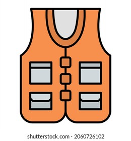 Vector Fishing Vest Filled Outline Icon Design
