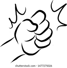 vector fist hitting something, handrawing