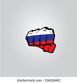vector fist icon. fist colored in Russian flag color