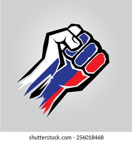 vector fist icon. fist colored in russian flag color