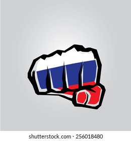 vector fist icon. fist colored in Russian flag color