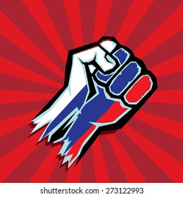 vector fist icon. fist colored in Russian flag color