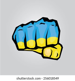 vector fist icon. fist colored in Ukraine flag color