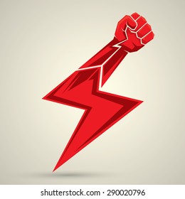 vector fist icon. revolution fist. freedom concept. lightning bolt fist