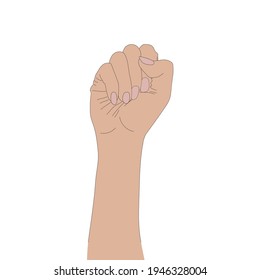 Vector fist illustration, hand isolated on white background, woman's hand.