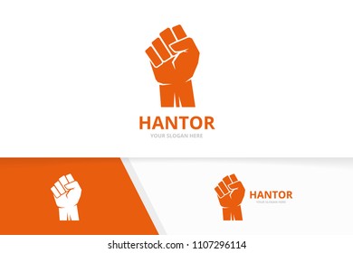 Vector fist logo combination. Hand symbol or icon. Unique protest logotype design template.