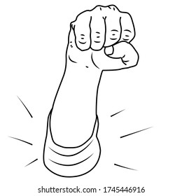 Der Vector fist nach oben und zeigt die Richtung an. Hand des Leaders in linearem Stil auf weißem Hintergrund. Stock Illustration für Druck, Webseiten, News, Design, Banner.