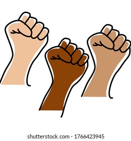 Vector of Fists up as a sign of protest 