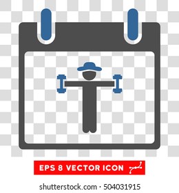 Vector Fitness Calendar Day EPS vector pictograph. Illustration style is flat iconic bicolor cobalt and gray symbol on a transparent background.