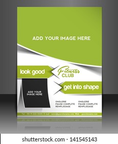 Vector fitness center brochure, flyer, magazine cover & poster template