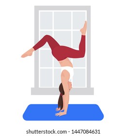 Vector fitness girl doing yoga pose