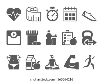 Vector Fitness Health And Sport Icons Set