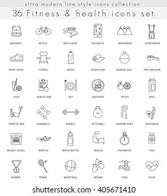 Vector Fitness And Health Ultra Modern Outline Line Icons For Web And Apps.