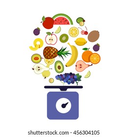 Vector fitness icons in flat trendy style - healthy food and training, sport, dieting, weight loss, fitness, healthy lifestyle