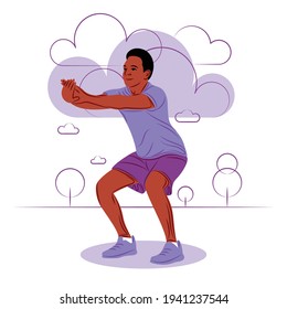 Vector fitness man in shadow of sharp lines style