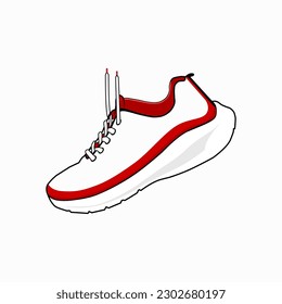 Vector fitness sneakers shoes for training, running shoe vector illustration. Sport shoes line art.