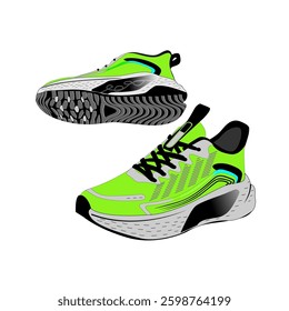 Vector fitness sneakers shoes for training, running shoe vector illustration. Sport shoes set.