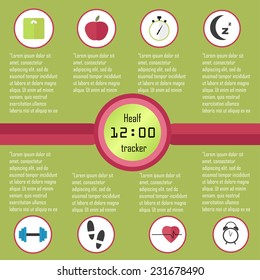 Vector fitness tracker concept in flat style - infographics design elements