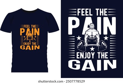 Vector Fitness T-shirt design gym Tshirt with big muscles,Sore today Strong tomorrow Gym motivational quote barbell. Workout inspirational Poster, Vector fitness design for gym