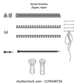 vector fittings  sequins  fringe  chain  rope brushes for illustrator    Zipper