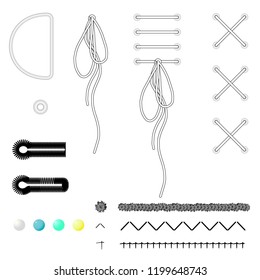 vector fittings, sequins, fringe, chain, rope brushes for illustrator ,  Zipper