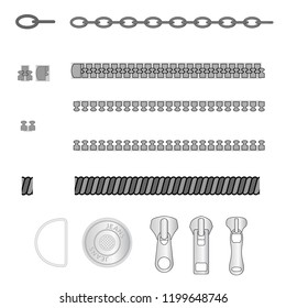 vector fittings, sequins, fringe, chain, rope brushes for illustrator ,  Zipper