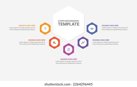 Vector five 5 steps options business infographic modern design template	