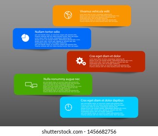 Vector Five color Boxes icons for text with shadow