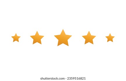 Vector five gold stars isolated on white background