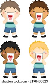a vector of the five senses, focusing on taste and tongue 