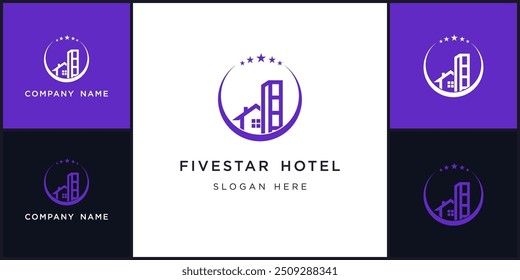 vetor de cinco estrelas logotipo e ícones do hotel, pode ser usado em várias mídias facilmente, editável