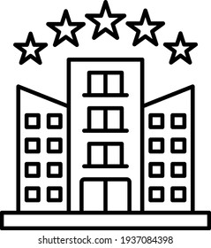 Vector Five Star Hotel Outline Icon Design
