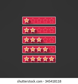 Vector five stars rating design elements in modern flat design. Rank bars with long shadows.
