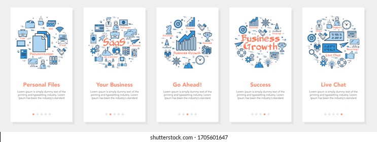 Vector five vertical banners - personal files, saas