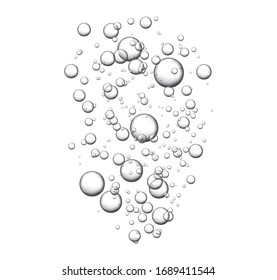 Vector fizzy drink isolated on white background. The texture of the air bubbles. Soda. Circles are going up