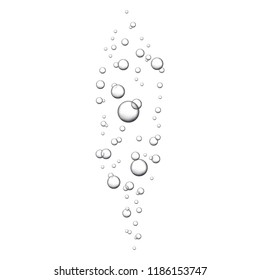 Vector fizzy drink on white background. Underwater air bubbles texture.