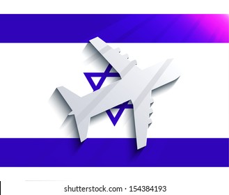 Vector flag with airplane. Travel background. Eps 10