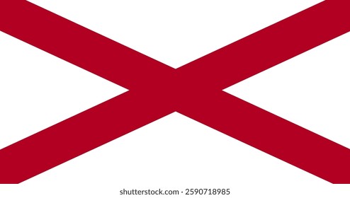 Vector Flag of Alabama. US state,  crimson cross of St. Andrew on a white field, banner USA. American official symbol