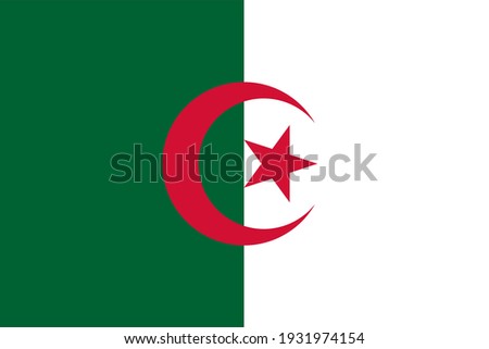 Vector flag of Algeria. Accurate dimensions and official colors. Symbol of patriotism and freedom. This file is suitable for digital editing and printing of any size.