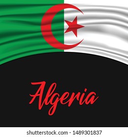 Vector Flag of Algeria on dark background, illustration