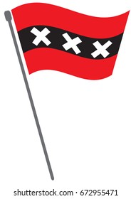 Vector flag of Amsterdam - Amsterdam city vector flag - Original and simple Amsterdam city flag waving with vector design