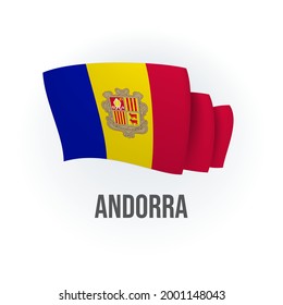 Vector flag of Andorra. Andorran waving flag. Vector illustration.