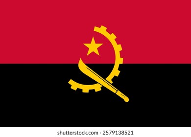 Vector flag of Angola. Accurate dimensions and official colors. This file is suitable for digital editing and printing of any size.