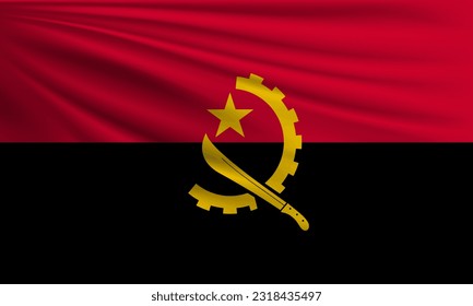 Bandera vectorial de Angola ondeando la ilustración de fondo estilo closeup.