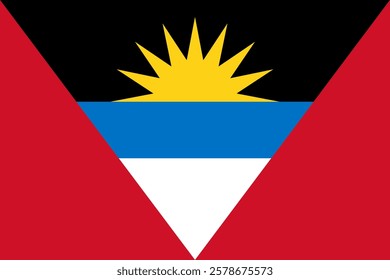 Vector flag of Antigua and Barbuda. Accurate dimensions and official colors. This file is suitable for digital editing and printing of any size.