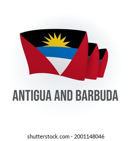 Vektorflagge von Antigua und Barbuda. Antiguanische Wehfahne. Vektorgrafik.