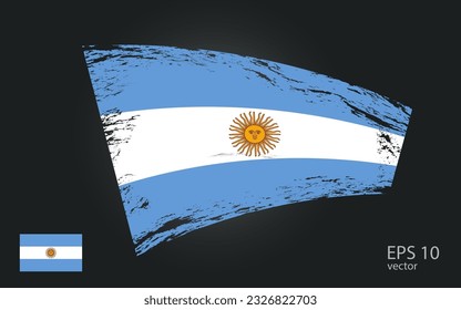 Vector flag of Argentina, illustration. Brush paint stroke trail view with flat vector flag.
