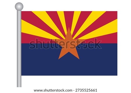 Vector Flag of Arizona with a flagpole
