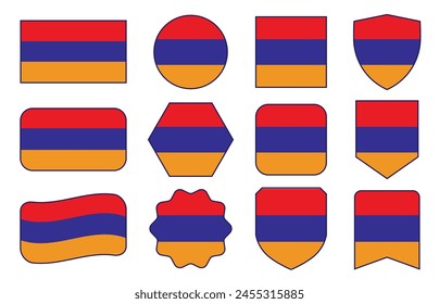 Bandera de Vector de Armenia en Formas abstractas modernas, ondeando, insignia, Plantilla de diseño